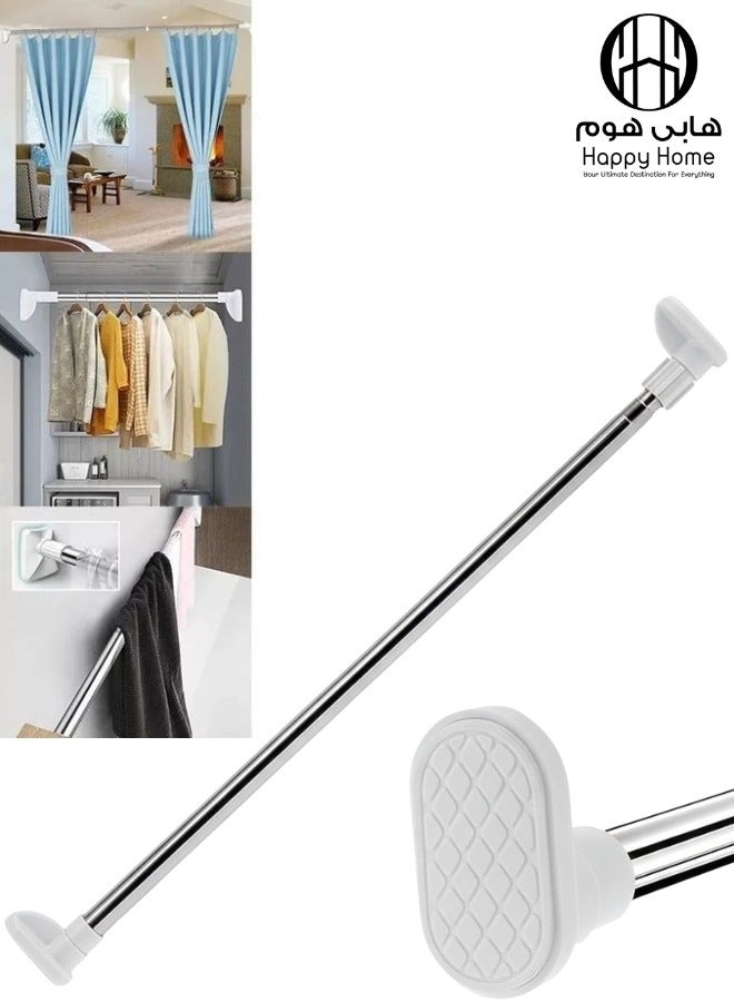 Happy Home Extendable Stainless Steel Tension Rod 110–200cm No Drilling, Heavy Duty Telescopic Pressure Rod Multi-Purpose for Shower Curtain Rail, Closet Clothes Hanging, Laundry Drying, Window Curtain, Wardrobe & Doorway, Rust-Resistant, Anti-Slip, Space-Saving for Bathroom & Home Use - Image 1